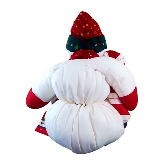 Vintage Plush Snowman Hand Made Christmas Fabric Stuffed Holiday 15" Mad… - Picture 6 of 12